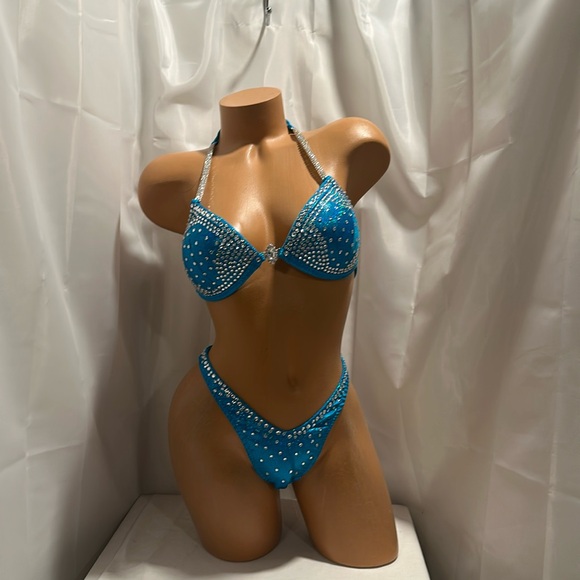 Npc competition figure suit turquoise 34B medium size bottom handmade - Picture 1 of 6